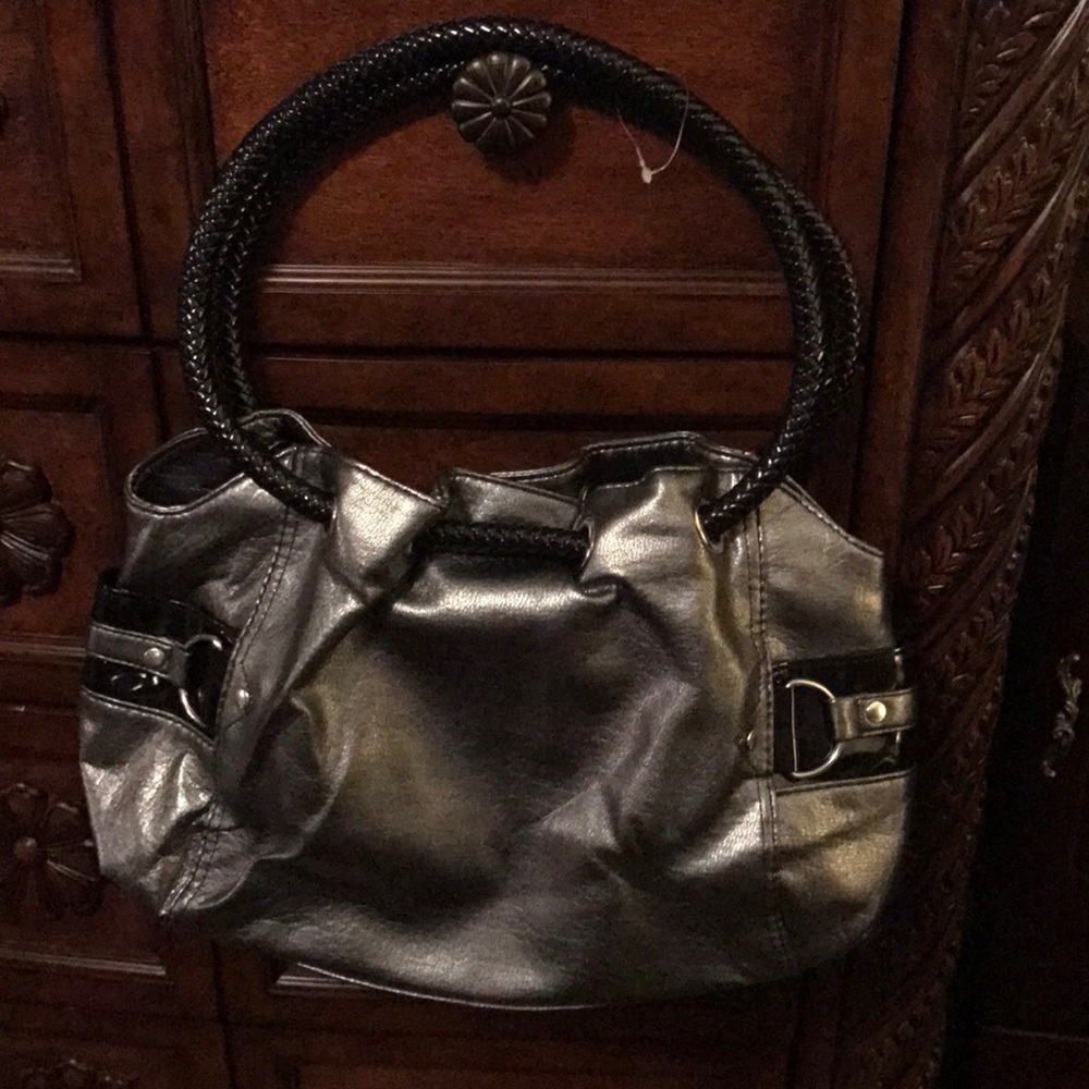 Gray and Black Vinyl Bag